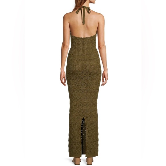 New Ronny Kobo Kaiden Pointelle Knit Halter Sheath Maxi Dress size Medium - Picture 2 of 10